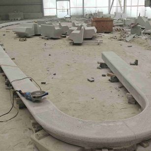 潮州 芝麻白花岗岩弧形花坛石，坐凳石