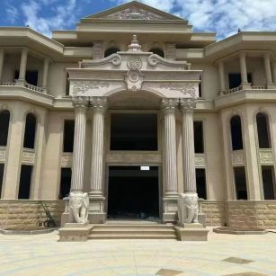 潮州 黄金麻别墅外墙干挂，大柱，大象，蘑菇石，雕花板