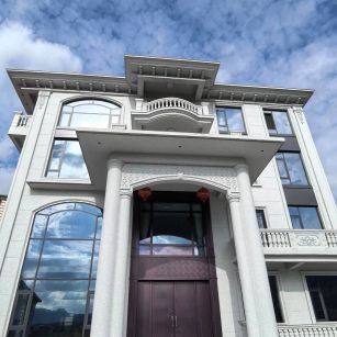 潮州白麻别墅外墙干挂石材效果示例