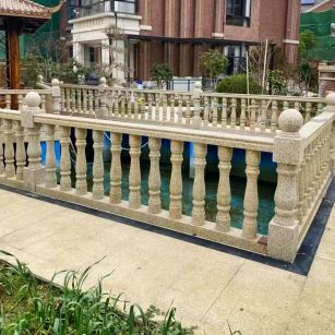 潮州黄金麻花岗岩石材栏杆，扶手，将军柱，花瓶柱